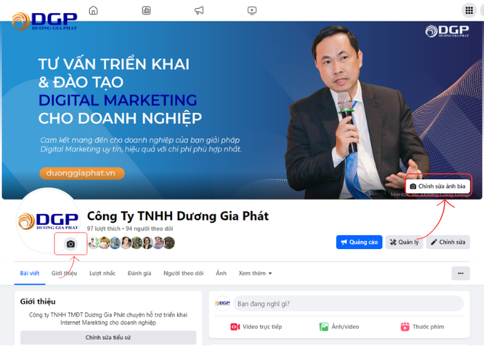 Đặt ảnh đại diện và ảnh bìa cho Fanpage