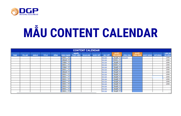 Mẫu Content Calendar