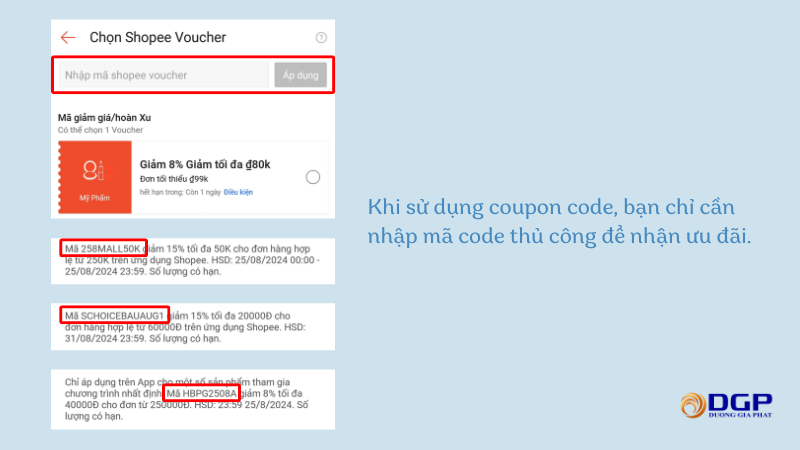 Cách sử dụng coupon code