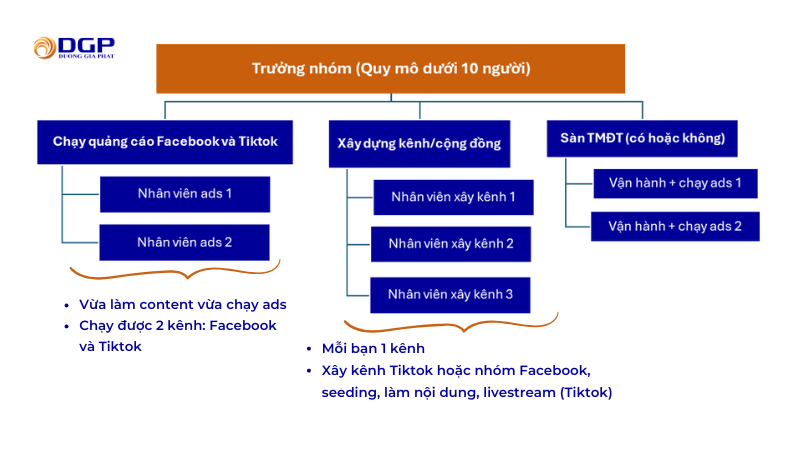 Phòng digital marketing dưới 10 người