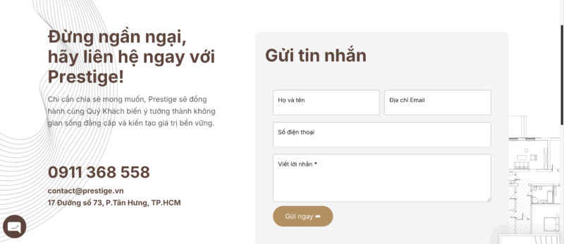 Form liên hệ đơn giản, rõ ràng
