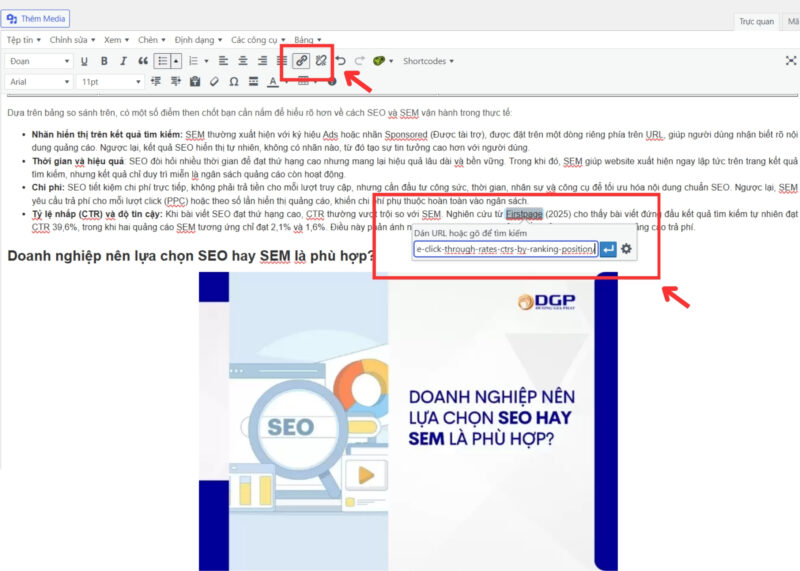 Chèn liên kết cơ bản