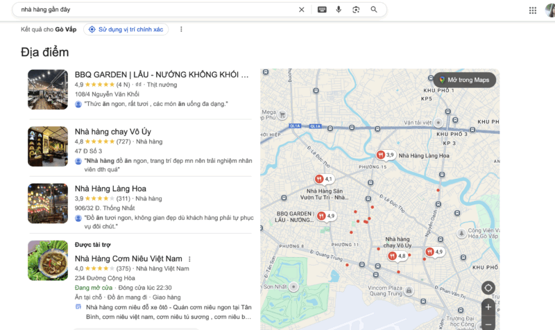 Tối ưu Local SEO để nhà hàng dễ dàng tiếp cận khách hàng quanh khu vực kinh doanh.